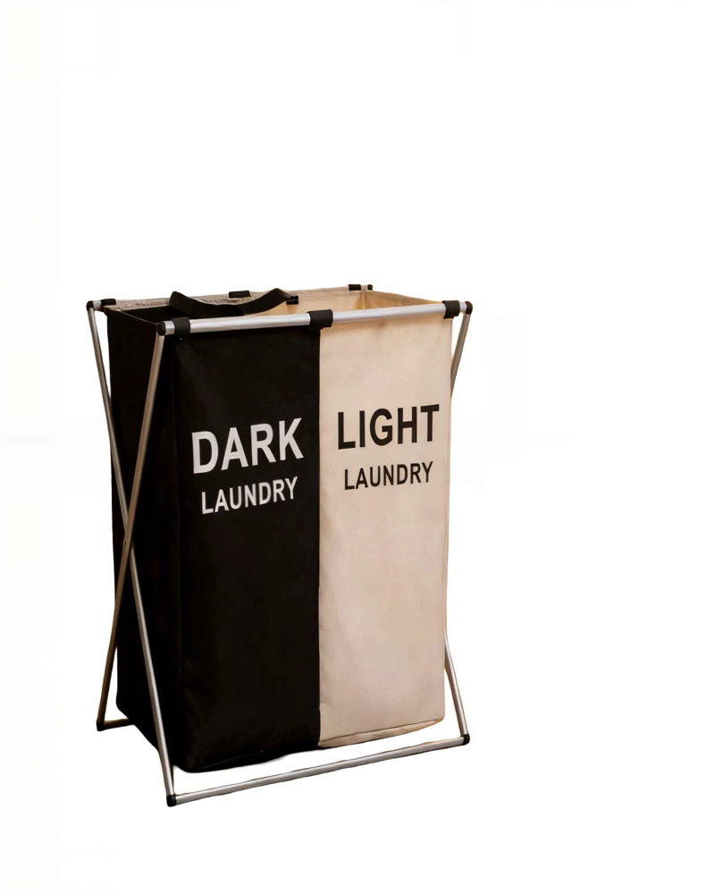 CANASTO DE ROPA 60CMX60CM BLANCO Y NEGRO - 1
