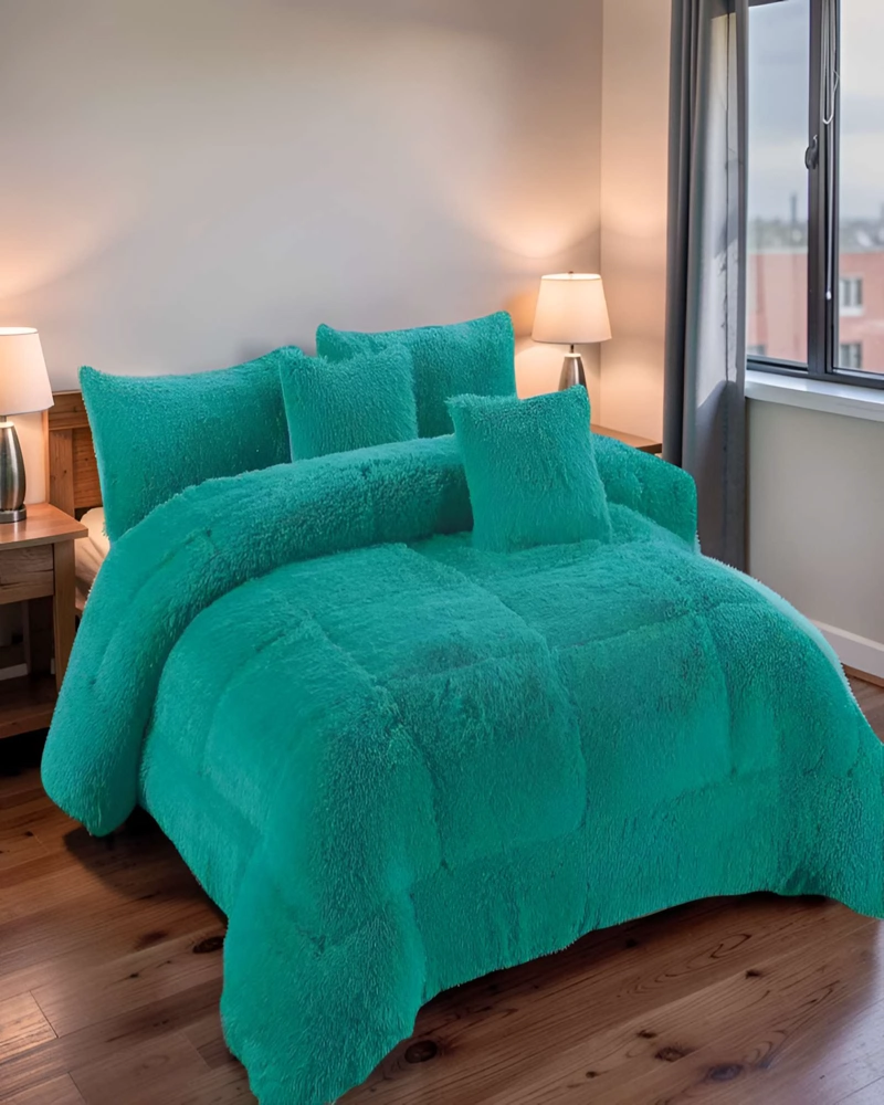 COBERTOR PELUDOS 2 PLAZAS 230CM X 250CM COLOR VERDE - 4