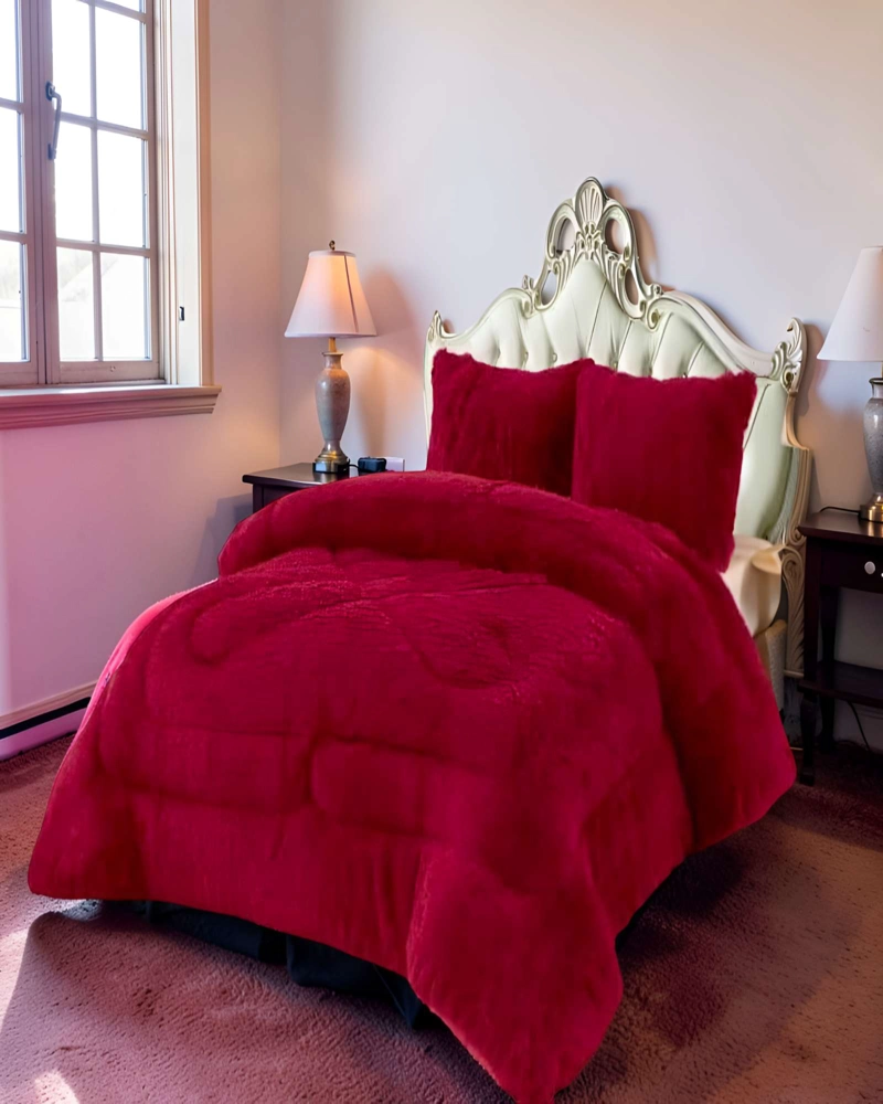 COBERTOR PELUDOS 2 PLAZAS 230CM X 250CM COLOR BURDEO - 3
