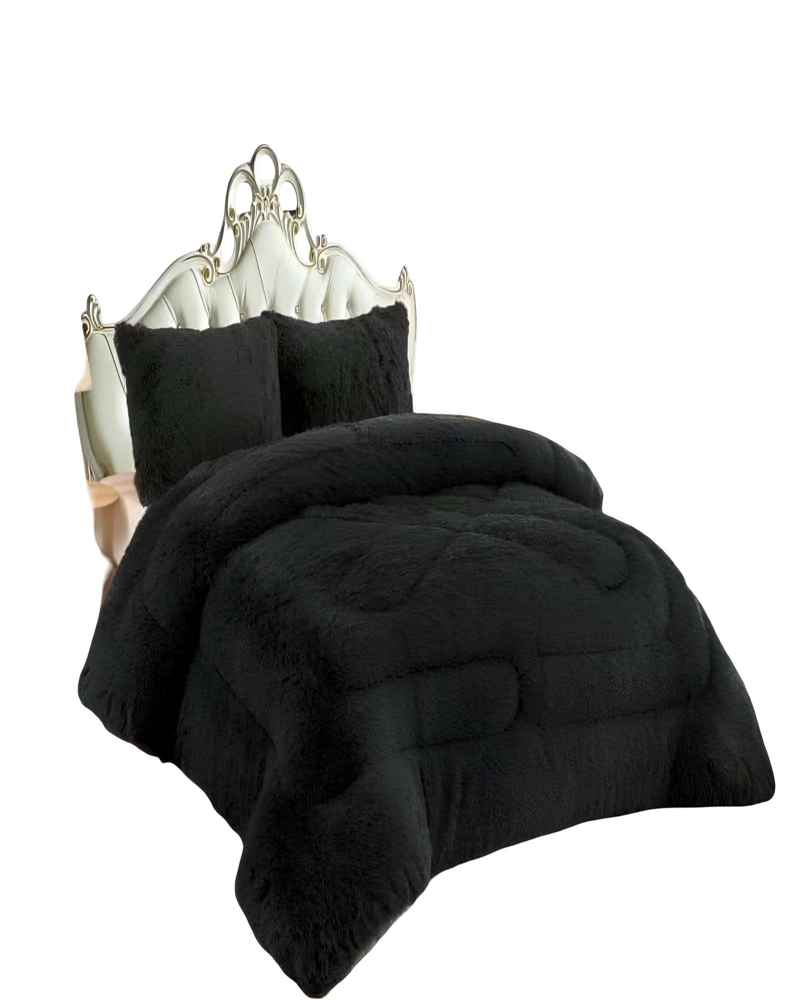 COBERTOR PELUDOS 2 PLAZAS 230CM X 250CM COLOR NEGRO - 1