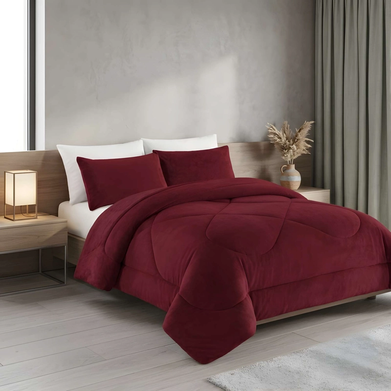 PLUMON INVIERNO 2 PLAZA 230CM X 250CM COLOR BURDEO - 1