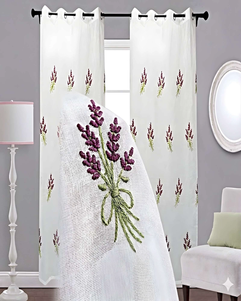 JUEGO DE 2 VISILLOS BORDADOS – ELEGANCIA FLORAL Y CLARIDAD NATURAL PARA EL HOGAR 07 - 2