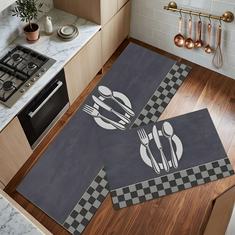SET DE 2 ALFOMBRAS DE GOMA MINIMALISTAS PARA COCINA B16 - 1