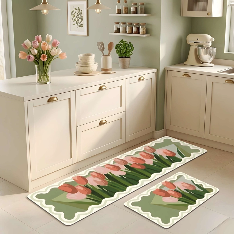 SET DE 2 ALFOMBRAS DE GOMA MINIMALISTAS PARA COCINA B7 - 1