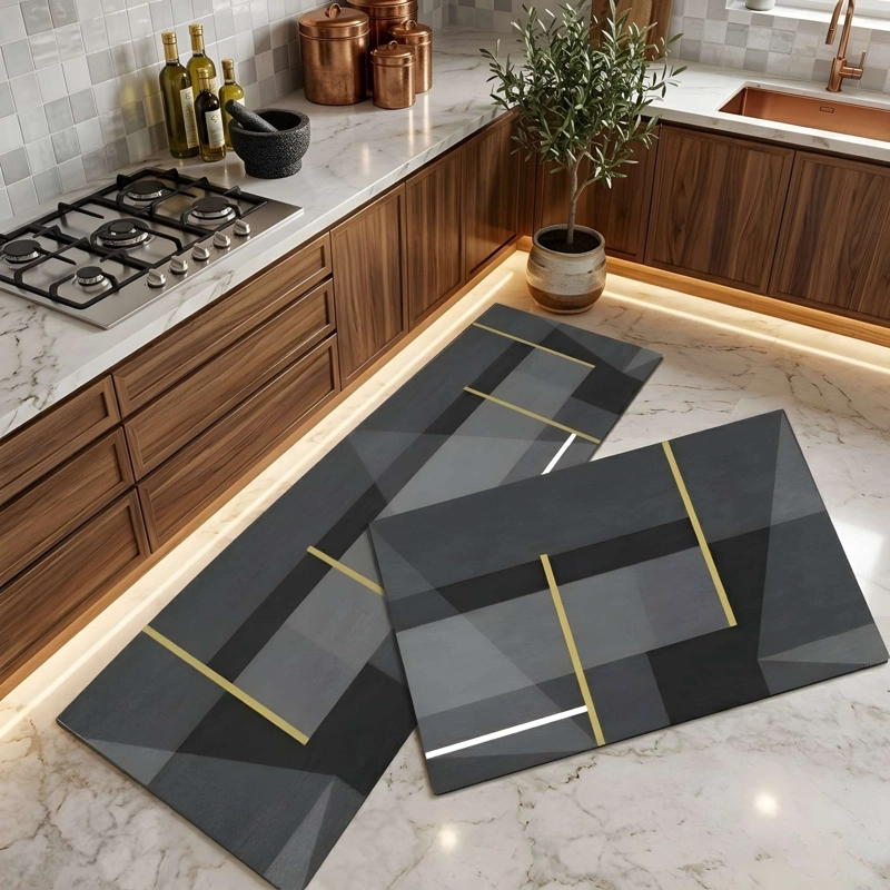 SET DE 2 ALFOMBRAS DE GOMA MINIMALISTAS PARA COCINA B3 - 1
