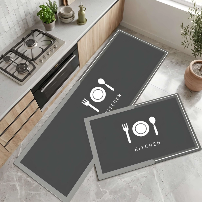 SET DE 2 ALFOMBRAS DE GOMA MINIMALISTAS PARA COCINA B20 - 1