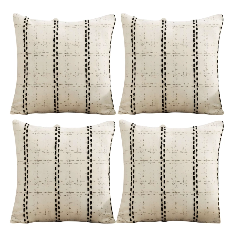 SET DE 4 FUNDAS DE COJIN CHENILLE CUADRILLE COLOR BLANCO - 4