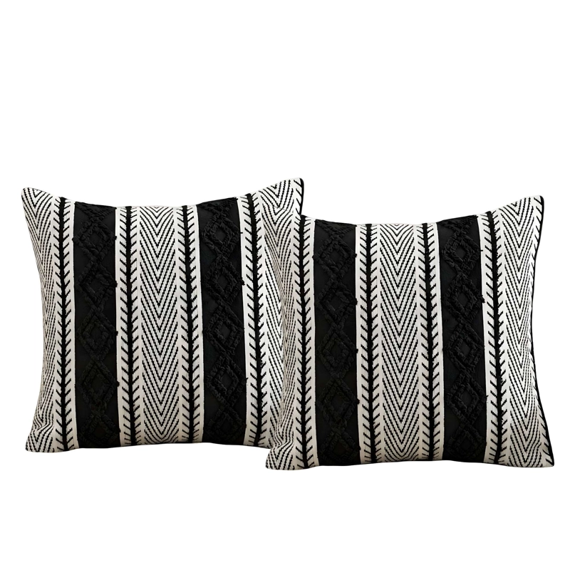 SET DE 2 FUNDAS DE COJIN ESTILO ETNICO COLOR NEGRO - 4