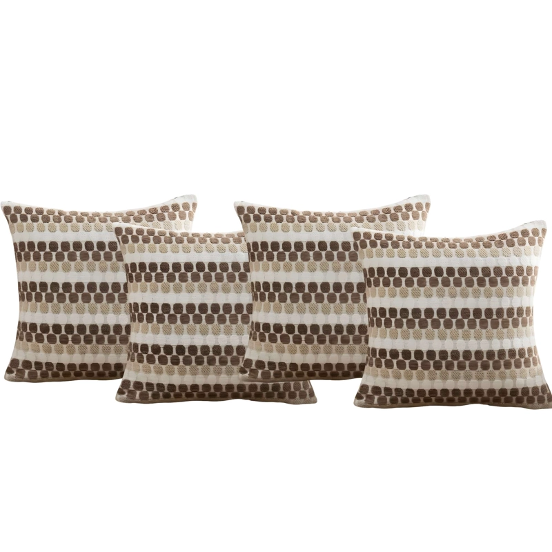 SET DE 4 FUNDAS DE COJIN CON DISEÑO DE PUNTOS COLOR MARRON - 4