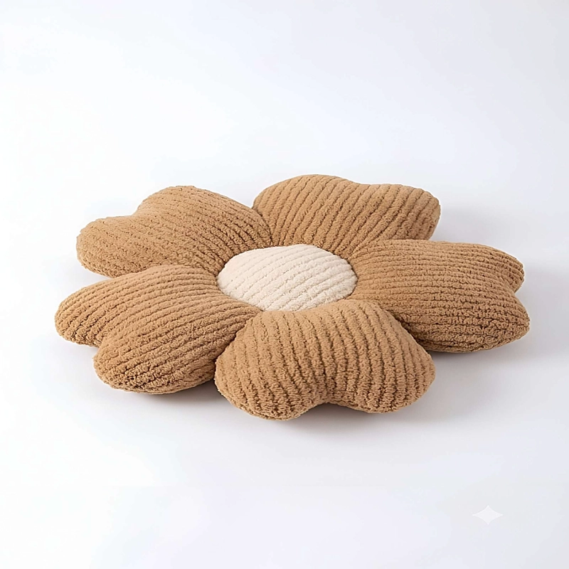 PACK DE 4 COJINES EN FORMA DE FLOR CAFE - 2