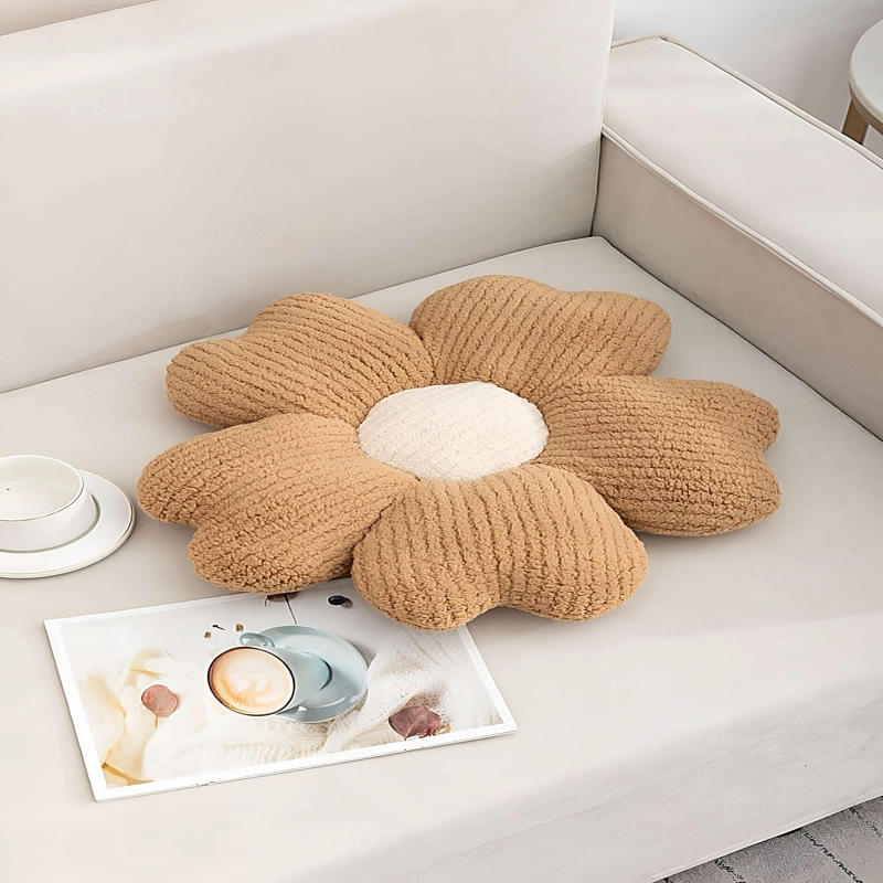 PACK DE 4 COJINES EN FORMA DE FLOR CAFE - 4