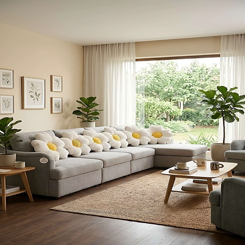 PACK DE 6 COJINES EN FORMA DE FLOR BLANCO - 1