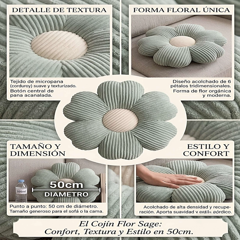 PACK DE 6 COJINES EN FORMA DE FLOR CELESTE - 3