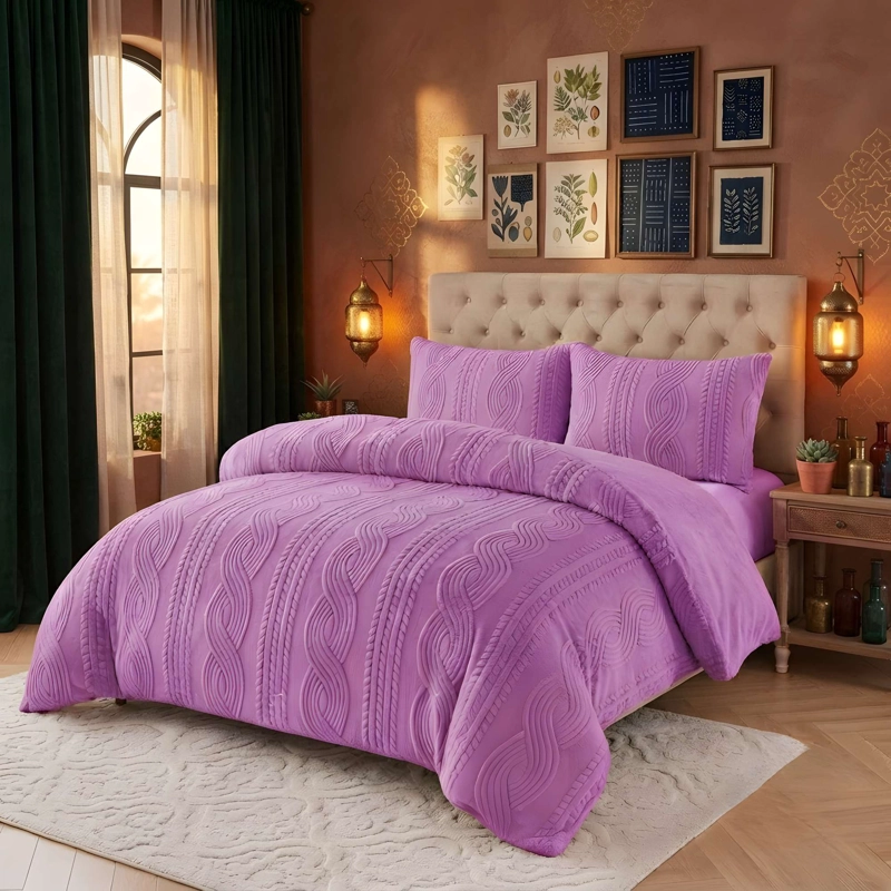 PLUMON TEXTURIZADO CON CHIPORRO 2 PLAZA COLOR MORADO - 1