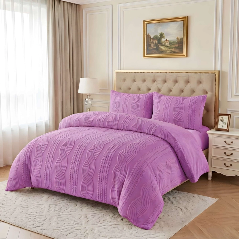 PLUMON TEXTURIZADO CON CHIPORRO 2 PLAZA COLOR MORADO - 3