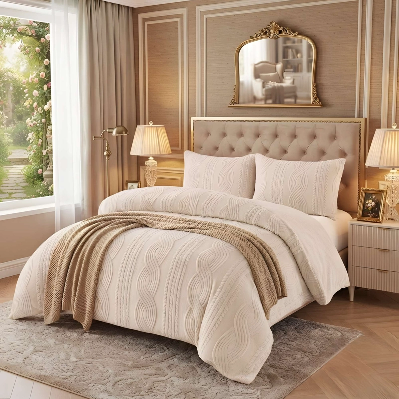PLUMON TEXTURIZADO CON CHIPORRO 2 PLAZA COLOR BEIGE - 2