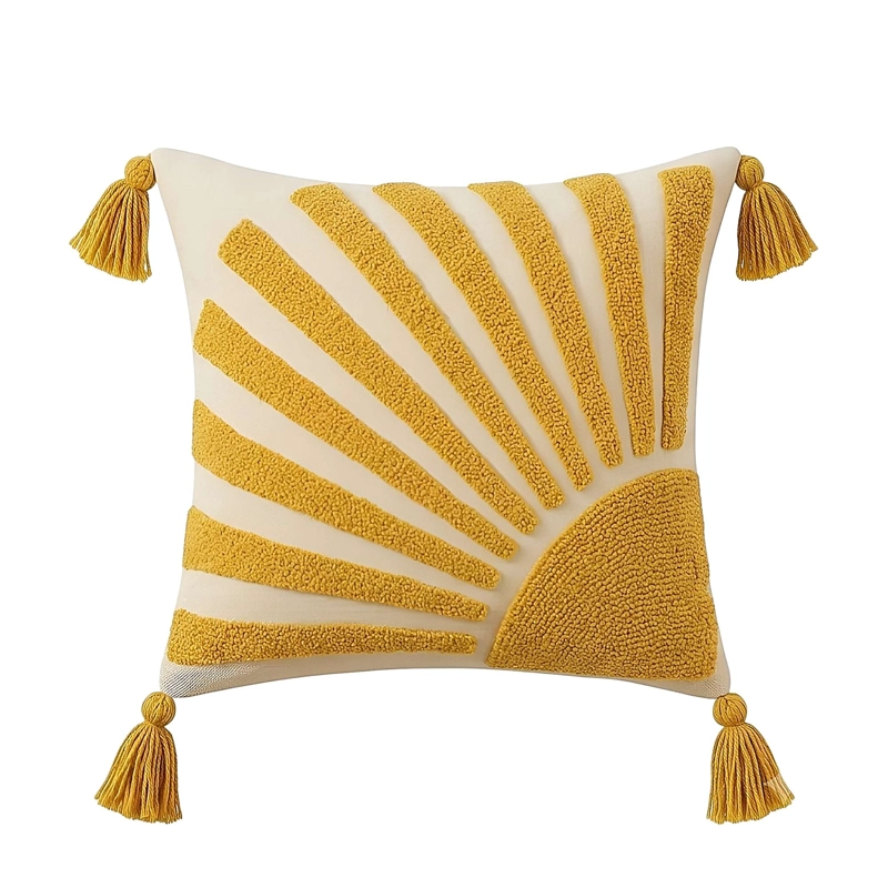 PACK DE 2 FUNDAS DE COJIN BORDADA CON BORLAS 45X45 CM F16 - 2