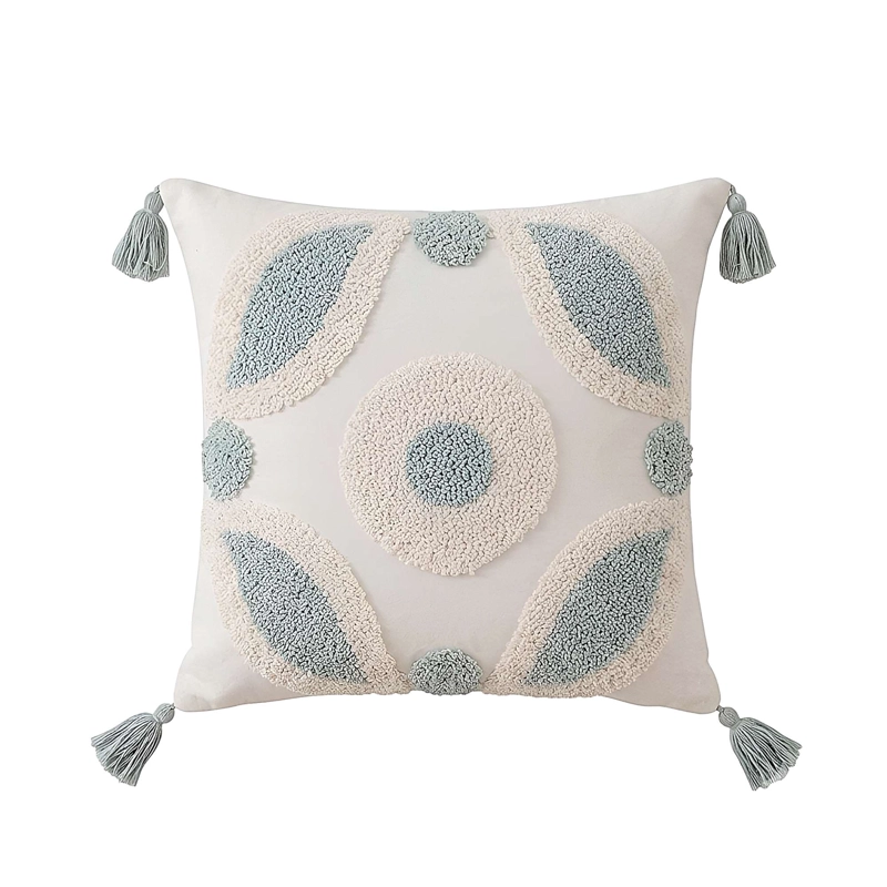 PACK DE 4 FUNDAS DE COJIN BORDADA CON BORLAS 45X45 CM F25 - 2