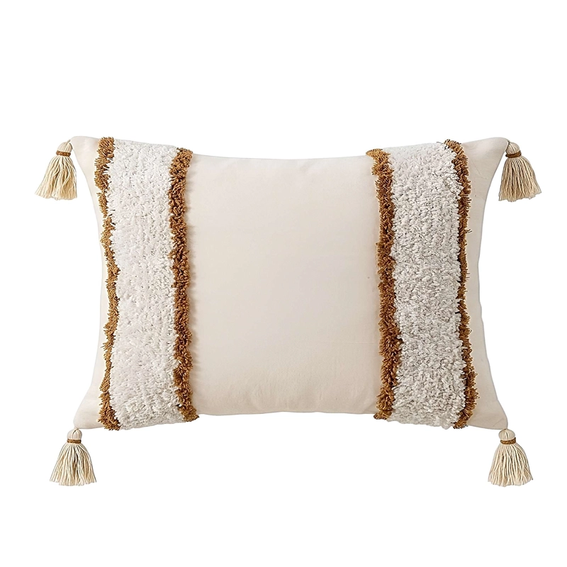 PACK DE 2 FUNDAS DE COJIN BORDADA CON BORLAS 45X45 CM F4 - 2