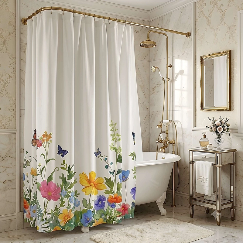 CORTINA DE BAÑO CON FORRO 180X180 CM CB08 - 1