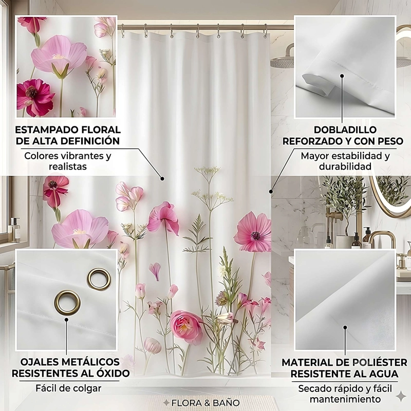 CORTINA DE BAÑO CON FORRO 180X180 CM CB18 - 4
