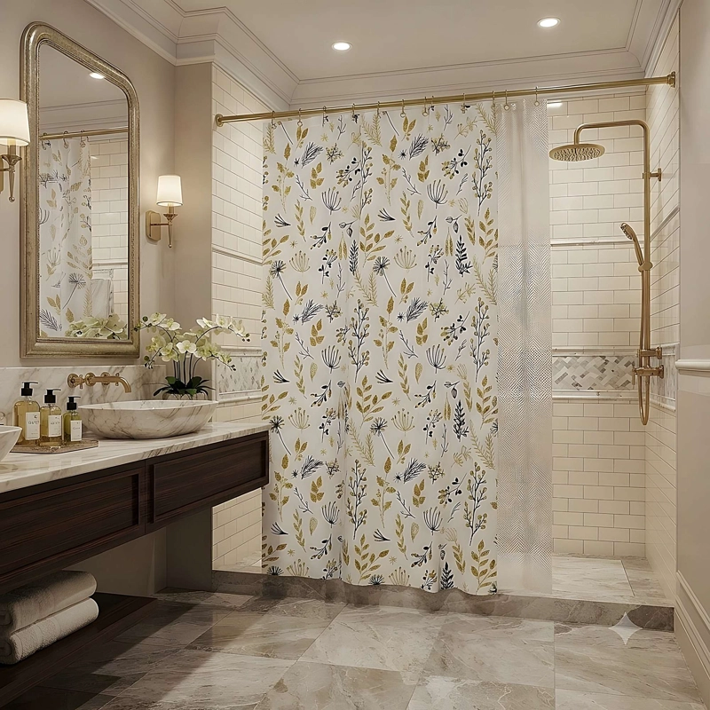 CORTINA DE BAÑO CON FORRO 180X180 CM CB13 - 1