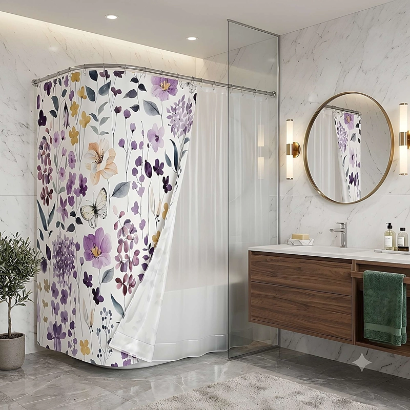 CORTINA DE BAÑO CON FORRO 180X180 CM CB20 - 1