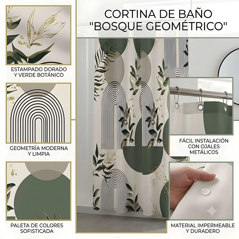 CORTINA DE BAÑO CON FORRO 180X180 CM CB22 - 4