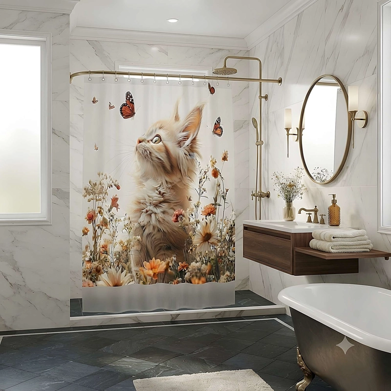 CORTINA DE BAÑO CON FORRO 180X180 CM CB04 - 1