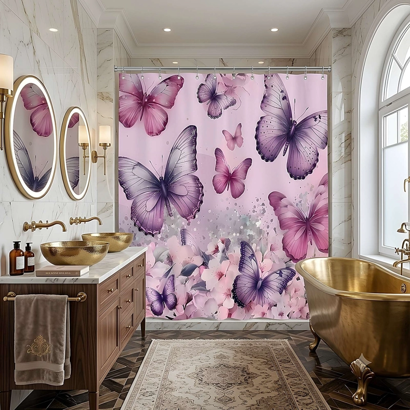 CORTINA DE BAÑO CON FORRO 180X180 CM CB15 - 1