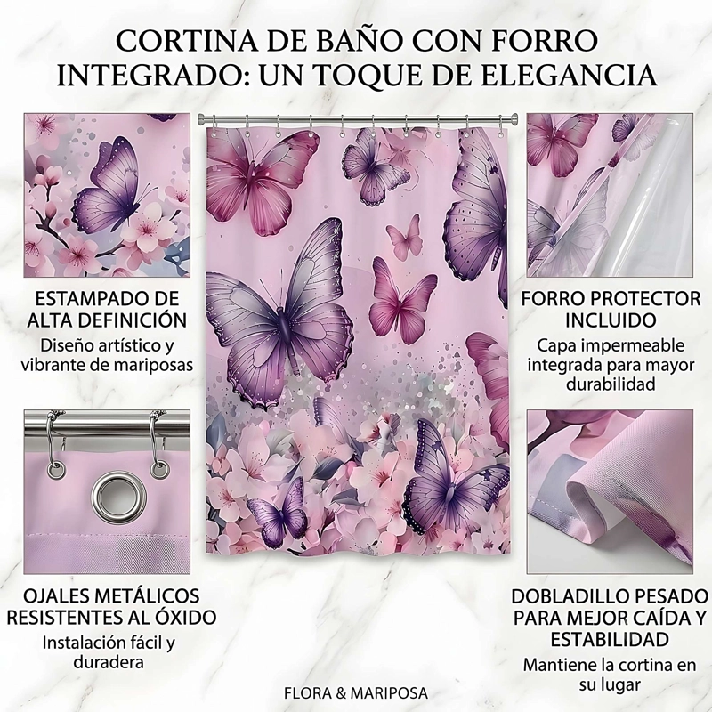 CORTINA DE BAÑO CON FORRO 180X180 CM CB15 - 4