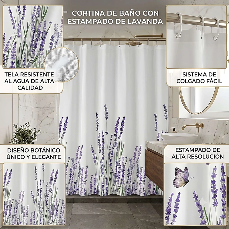CORTINA DE BAÑO CON FORRO 180X180 CM CB19 - 4