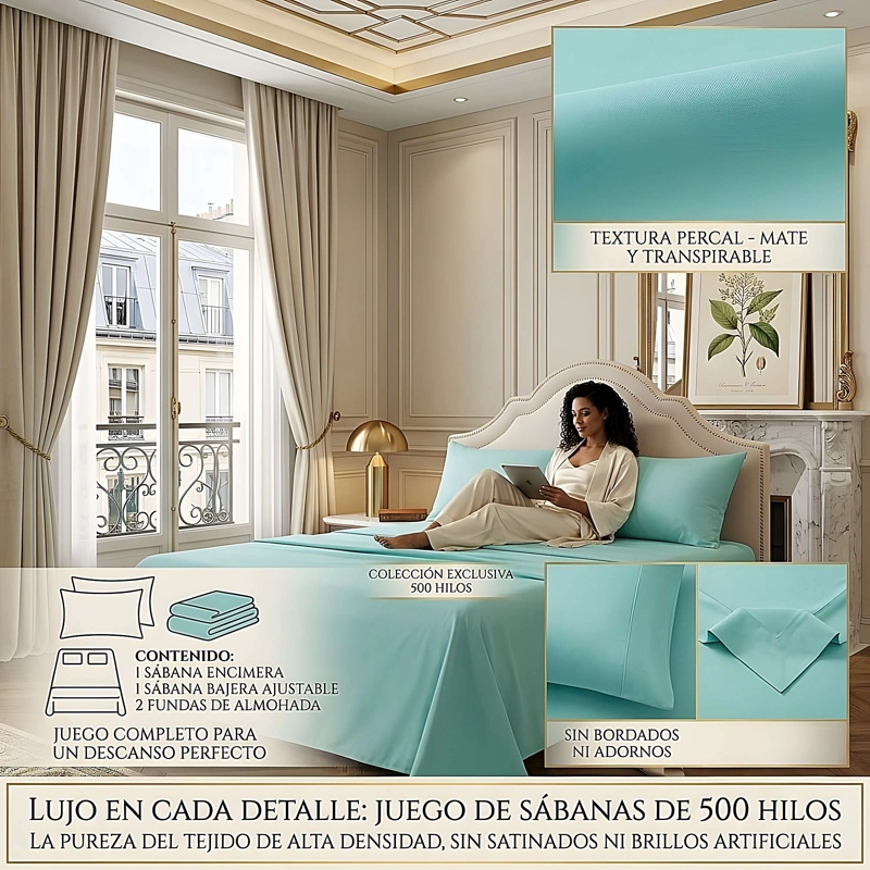 JUEGO DE SABANAS DE 500 HILOS 1,5 PLAZA W10 - 4