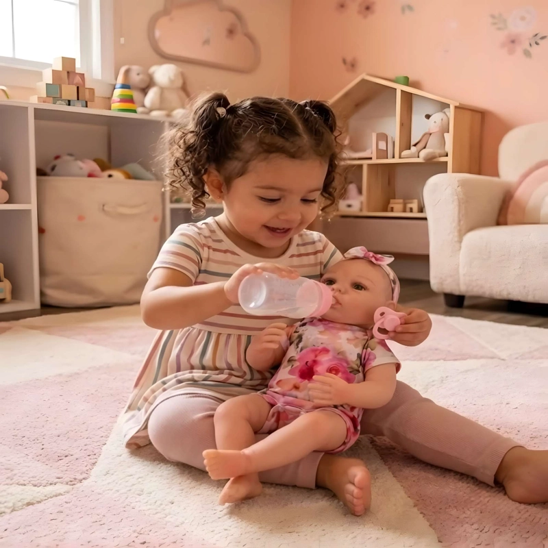 MUÑECA REBORN PELONA COLOR ROSADO 55CM - 3