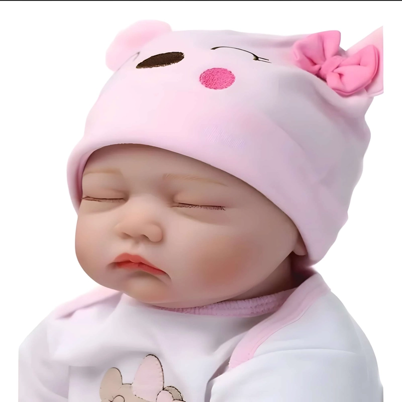 MUÑECA REBORN OJOS CERRADOS COLOR ROSADO 55CM - 2