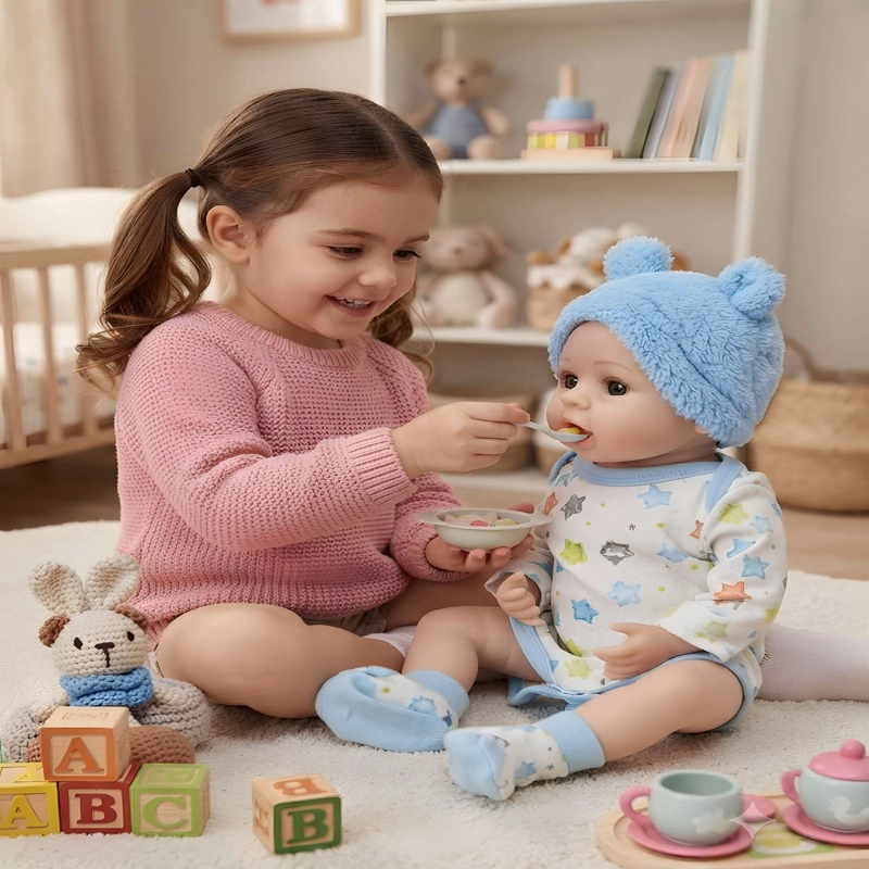 MUÑECO REBORN NIÑO COLOR AZUL 55CM - 1