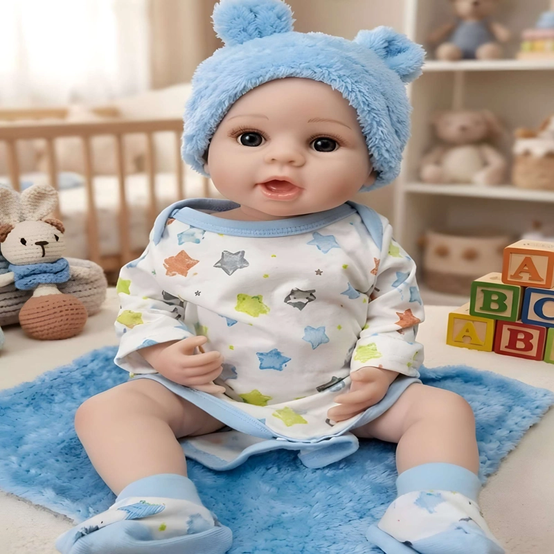 MUÑECO REBORN NIÑO COLOR AZUL 55CM - 2
