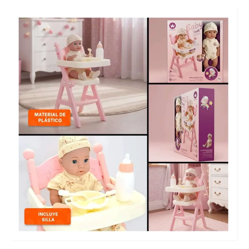 MUÑECA CON SILLA ALTA 49CM - 2