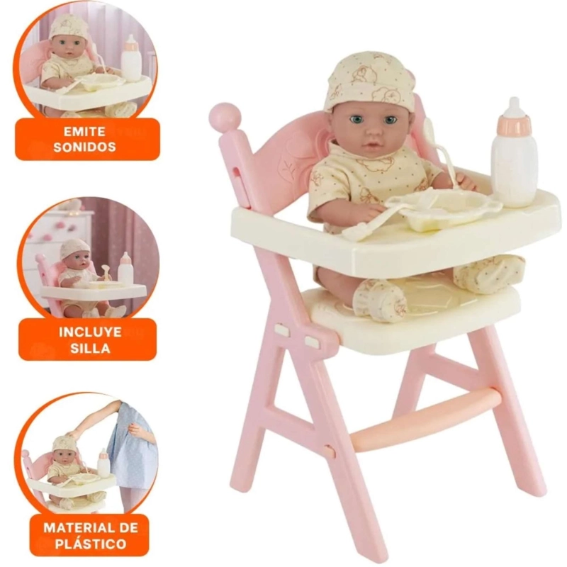 MUÑECA CON SILLA ALTA 49CM - 3