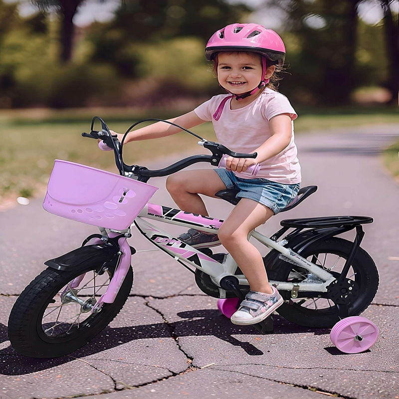 BICICLETA DE NIÑOS ARO 14 CON RUEDITAS COLOR ROSA PASTEL - 3