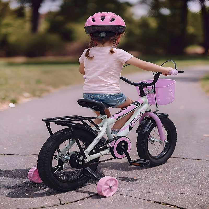 BICICLETA DE NIÑOS ARO 14 CON RUEDITAS COLOR ROSA PASTEL - 4