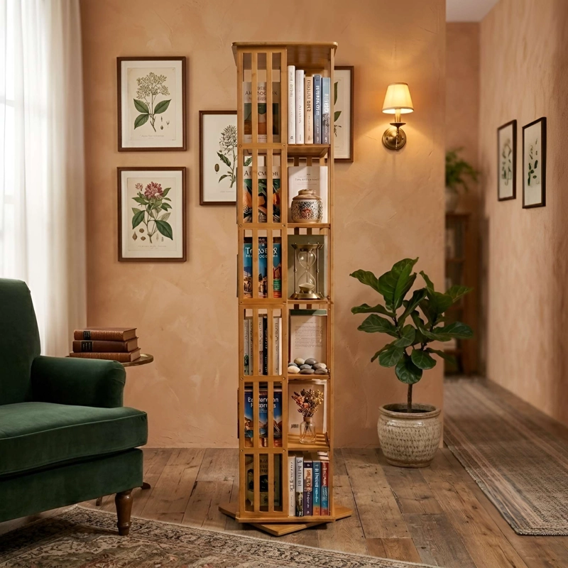 ESTANTE ORGANIZADOR DE 7 NIVELES CON ROTACION 360 GRADOS DE MADERA DE BAMBU NAN - 1