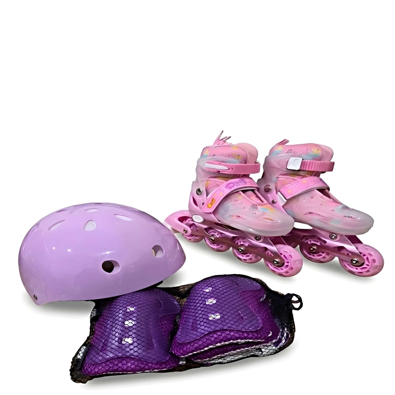 KIT  DE PATINES CON CASCO Y PROTECCIONES TALLA M (33-37) ROSADO - 3