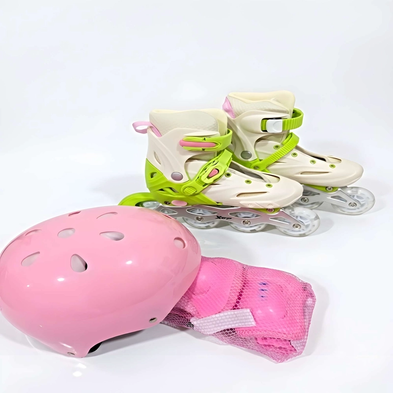 KIT  DE PATINES CON CASCO Y PROTECCIONES TALLA M (35-38) VERDE - 2