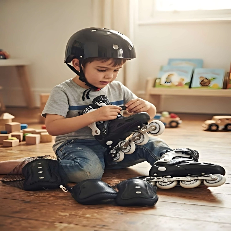 KIT  DE PATINES CON CASCO Y PROTECCIONES TALLA M (35-38) NEGRO - 4