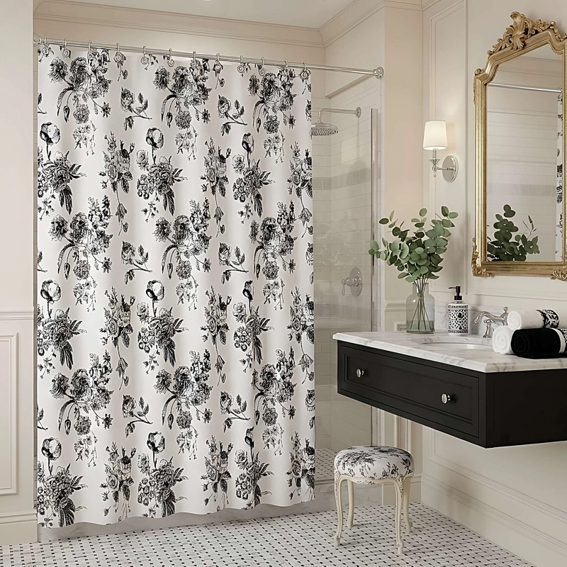 CORTINA DE BAÑO CON FORRO 180X180 CM CB33 - 1