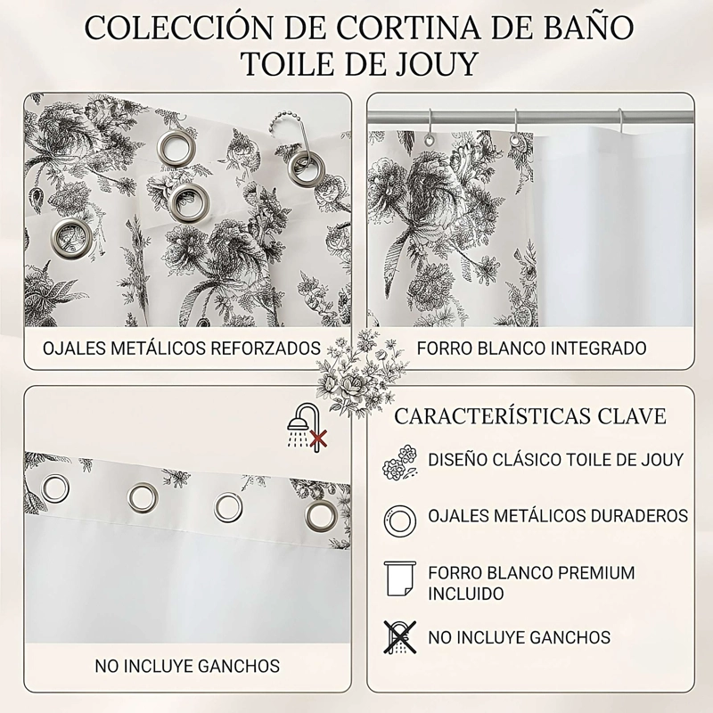 CORTINA DE BAÑO CON FORRO 180X180 CM CB33 - 4
