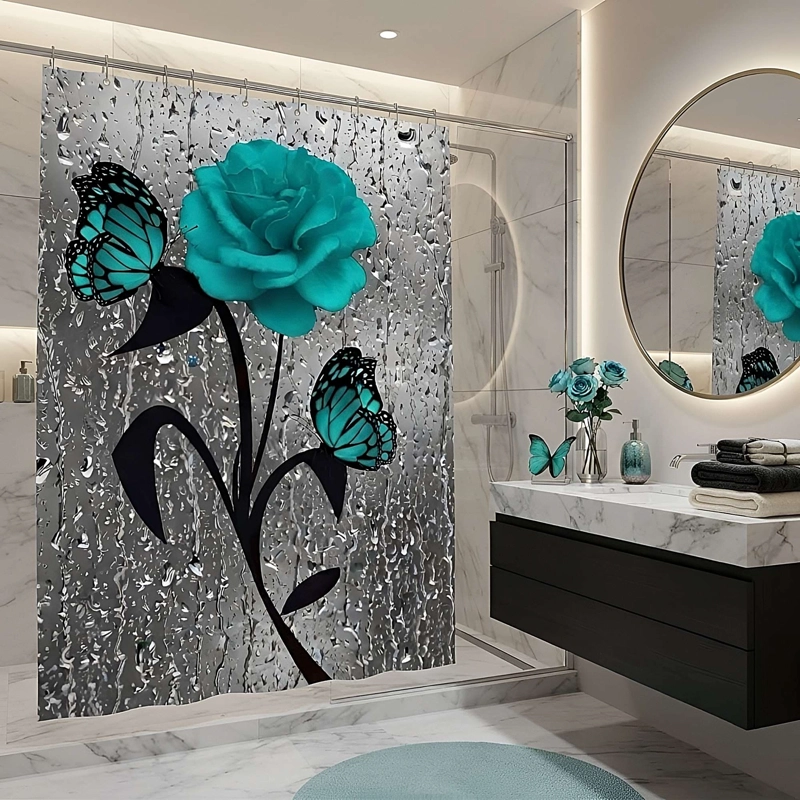 CORTINA DE BAÑO CON FORRO 180X180 CM CB26 - 1