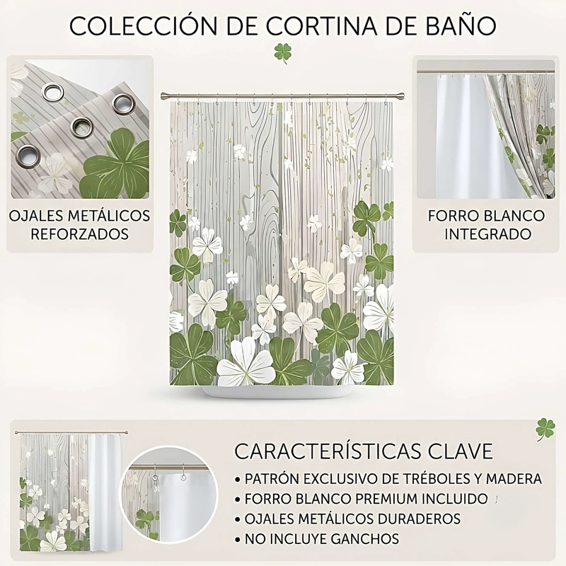 CORTINA DE BAÑO CON FORRO 180X180 CM CB35 - 4