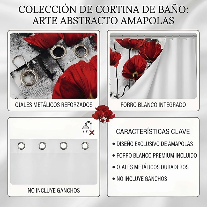 CORTINA DE BAÑO CON FORRO 180X180 CM CB31 - 4